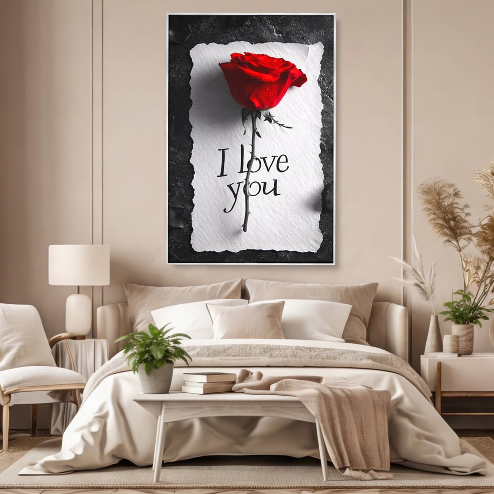 Tablou Canvas Premium, LuxCanva® E1066, Un „Te Iubesc” Nemuritor, Dragoste, Inima, Iubire, Declaratie, Trandafir, Mesaj, Promisiune, Pasiune, Romantism, Fericire, Living, Dormitor