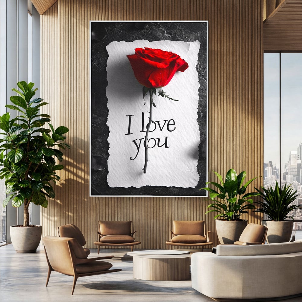 Tablou Canvas Premium, LuxCanva® E1066, Un „Te Iubesc” Nemuritor, Dragoste, Inima, Iubire, Declaratie, Trandafir, Mesaj, Promisiune, Pasiune, Romantism, Fericire, Living, Dormitor