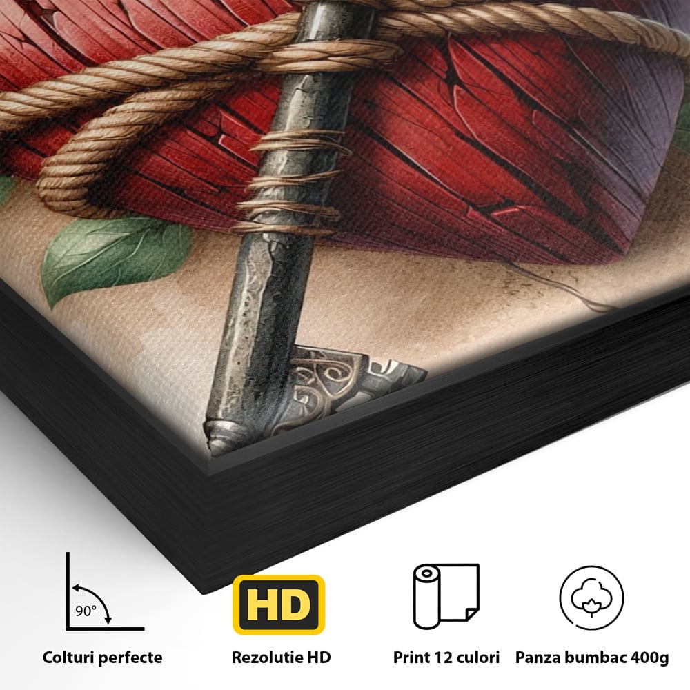 Tablou Canvas Premium, LuxCanva® E1067, Cheia Sufletului Meu, Dragoste, Inima, Iubire, Lacat, Cheie, Incredere, Intimitate, Taina, Destin, Frumusete, Legatura, Living, Dormitor