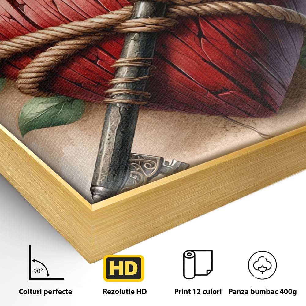 Tablou Canvas Premium, LuxCanva® E1067, Cheia Sufletului Meu, Dragoste, Inima, Iubire, Lacat, Cheie, Incredere, Intimitate, Taina, Destin, Frumusete, Legatura, Living, Dormitor