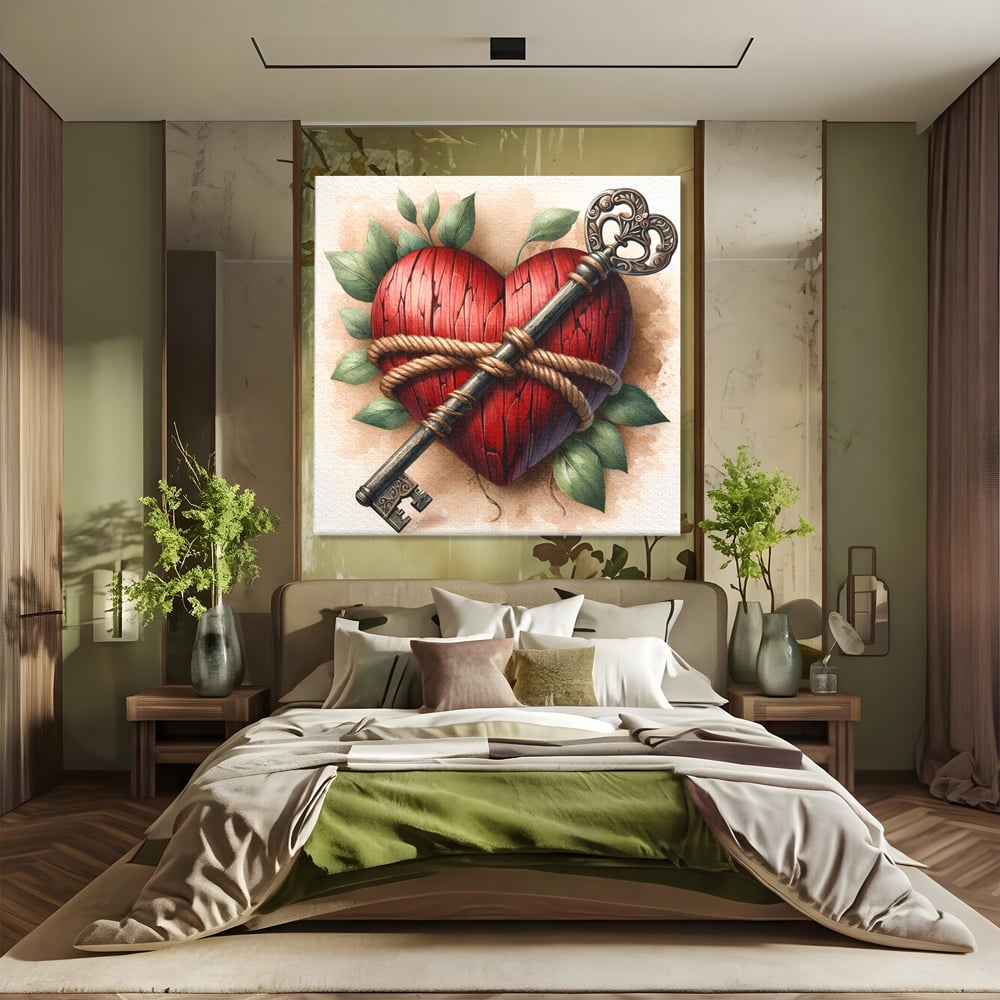 Tablou Canvas Premium, LuxCanva® E1067, Cheia Sufletului Meu, Dragoste, Inima, Iubire, Lacat, Cheie, Incredere, Intimitate, Taina, Destin, Frumusete, Legatura, Living, Dormitor