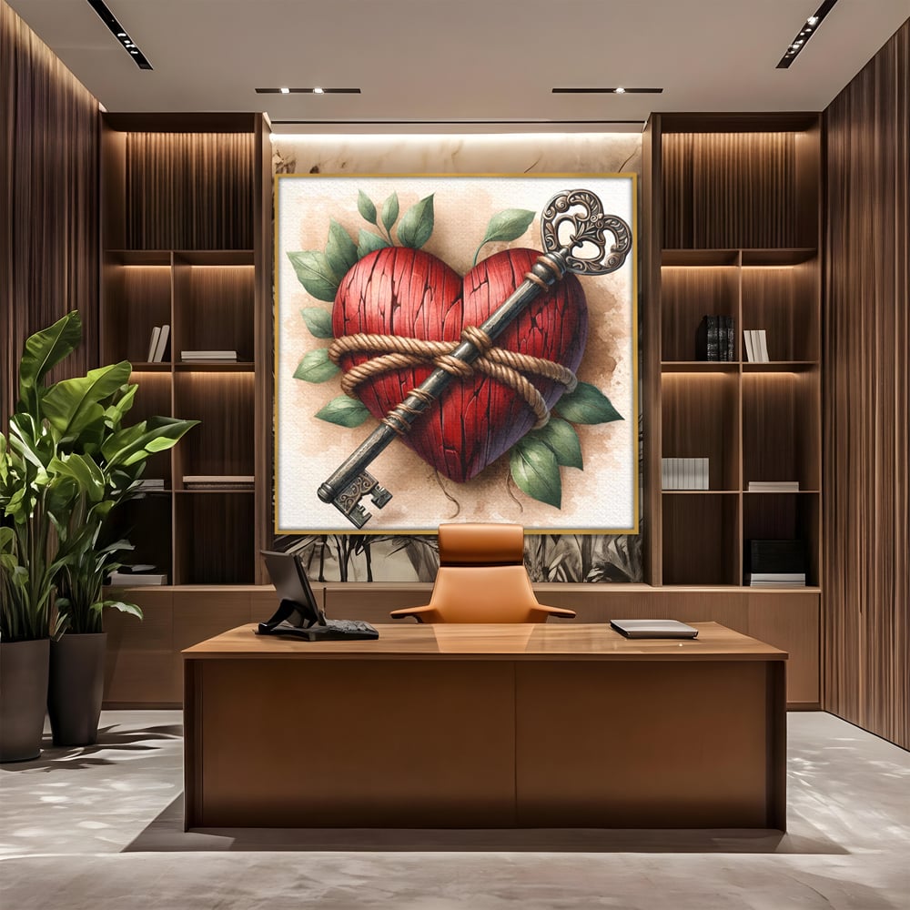 Tablou Canvas Premium, LuxCanva® E1067, Cheia Sufletului Meu, Dragoste, Inima, Iubire, Lacat, Cheie, Incredere, Intimitate, Taina, Destin, Frumusete, Legatura, Living, Dormitor