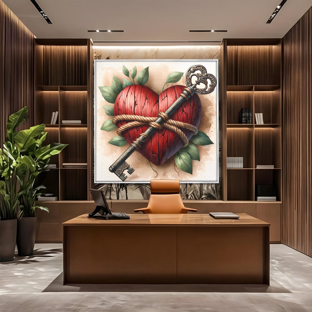 Tablou Canvas Premium, LuxCanva® E1067, Cheia Sufletului Meu, Dragoste, Inima, Iubire, Lacat, Cheie, Incredere, Intimitate, Taina, Destin, Frumusete, Legatura, Living, Dormitor