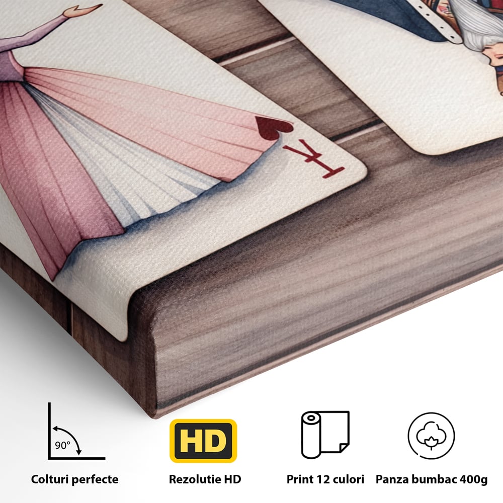 Tablou Canvas Premium, LuxCanva® E1068, Rege si Regina in Iubire, Dragoste, Eternitate, Carti, Joc, Rege, Regina, Inima, Pereche, Destinat, Casatorie, Nunta, Legamant, Living, Dormitor