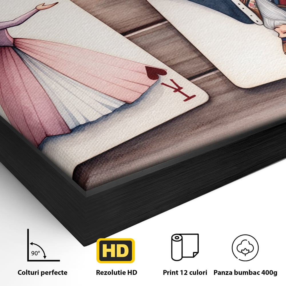 Tablou Canvas Premium, LuxCanva® E1068, Rege si Regina in Iubire, Dragoste, Eternitate, Carti, Joc, Rege, Regina, Inima, Pereche, Destinat, Casatorie, Nunta, Legamant, Living, Dormitor