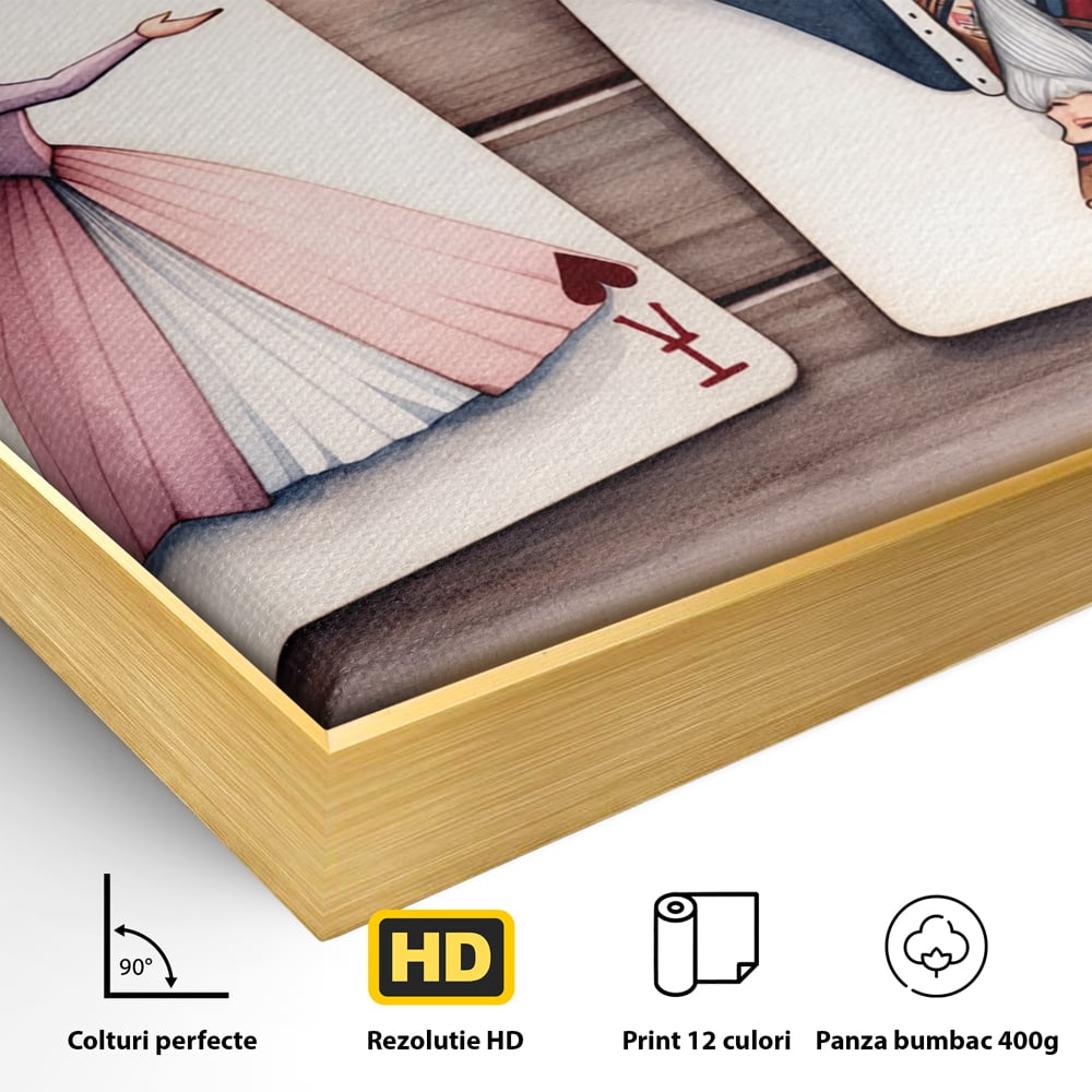 Tablou Canvas Premium, LuxCanva® E1068, Rege si Regina in Iubire, Dragoste, Eternitate, Carti, Joc, Rege, Regina, Inima, Pereche, Destinat, Casatorie, Nunta, Legamant, Living, Dormitor