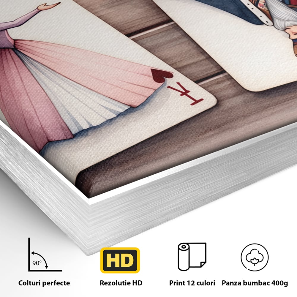 Tablou Canvas Premium, LuxCanva® E1068, Rege si Regina in Iubire, Dragoste, Eternitate, Carti, Joc, Rege, Regina, Inima, Pereche, Destinat, Casatorie, Nunta, Legamant, Living, Dormitor