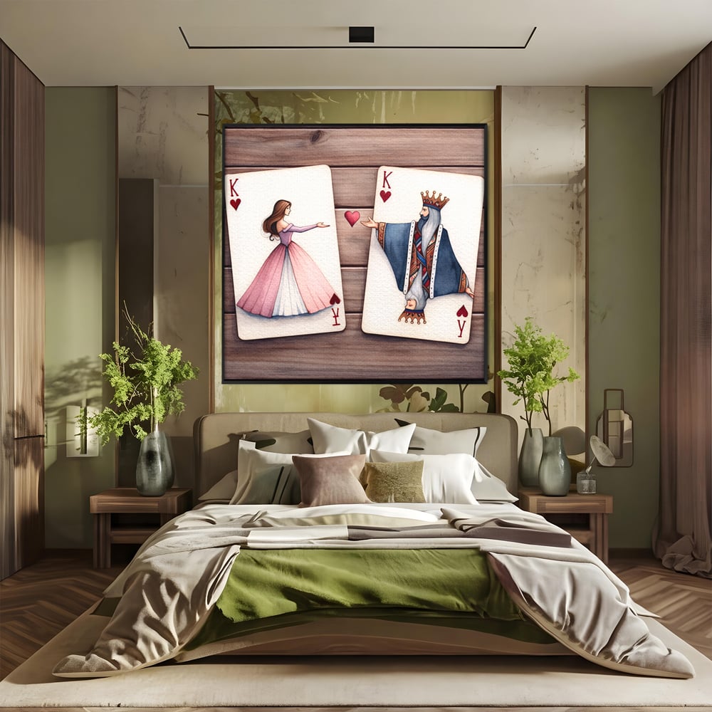 Tablou Canvas Premium, LuxCanva® E1068, Rege si Regina in Iubire, Dragoste, Eternitate, Carti, Joc, Rege, Regina, Inima, Pereche, Destinat, Casatorie, Nunta, Legamant, Living, Dormitor