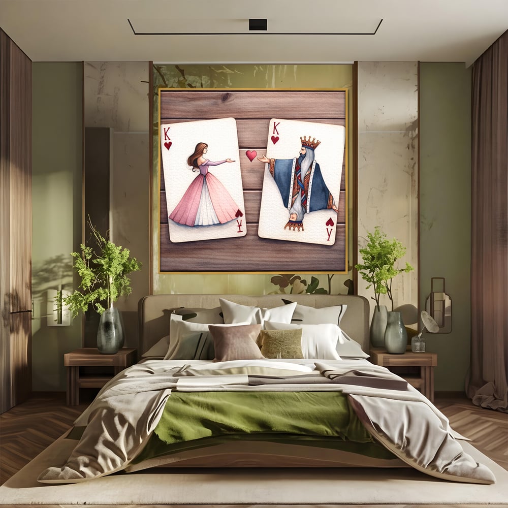 Tablou Canvas Premium, LuxCanva® E1068, Rege si Regina in Iubire, Dragoste, Eternitate, Carti, Joc, Rege, Regina, Inima, Pereche, Destinat, Casatorie, Nunta, Legamant, Living, Dormitor
