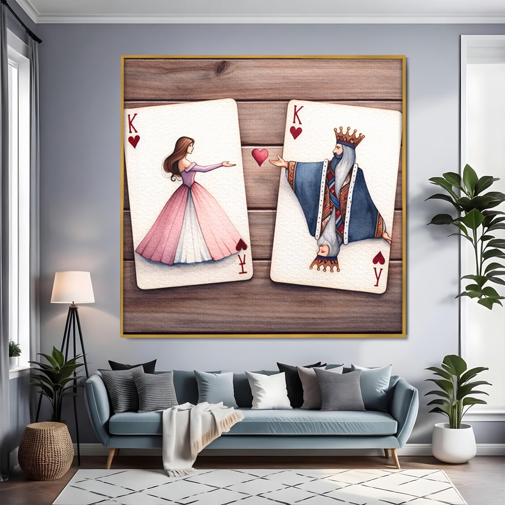 Tablou Canvas Premium, LuxCanva® E1068, Rege si Regina in Iubire, Dragoste, Eternitate, Carti, Joc, Rege, Regina, Inima, Pereche, Destinat, Casatorie, Nunta, Legamant, Living, Dormitor
