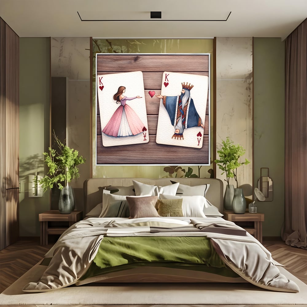 Tablou Canvas Premium, LuxCanva® E1068, Rege si Regina in Iubire, Dragoste, Eternitate, Carti, Joc, Rege, Regina, Inima, Pereche, Destinat, Casatorie, Nunta, Legamant, Living, Dormitor