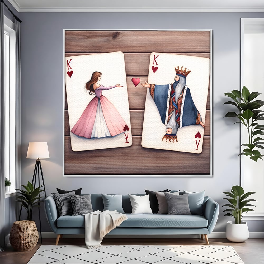 Tablou Canvas Premium, LuxCanva® E1068, Rege si Regina in Iubire, Dragoste, Eternitate, Carti, Joc, Rege, Regina, Inima, Pereche, Destinat, Casatorie, Nunta, Legamant, Living, Dormitor