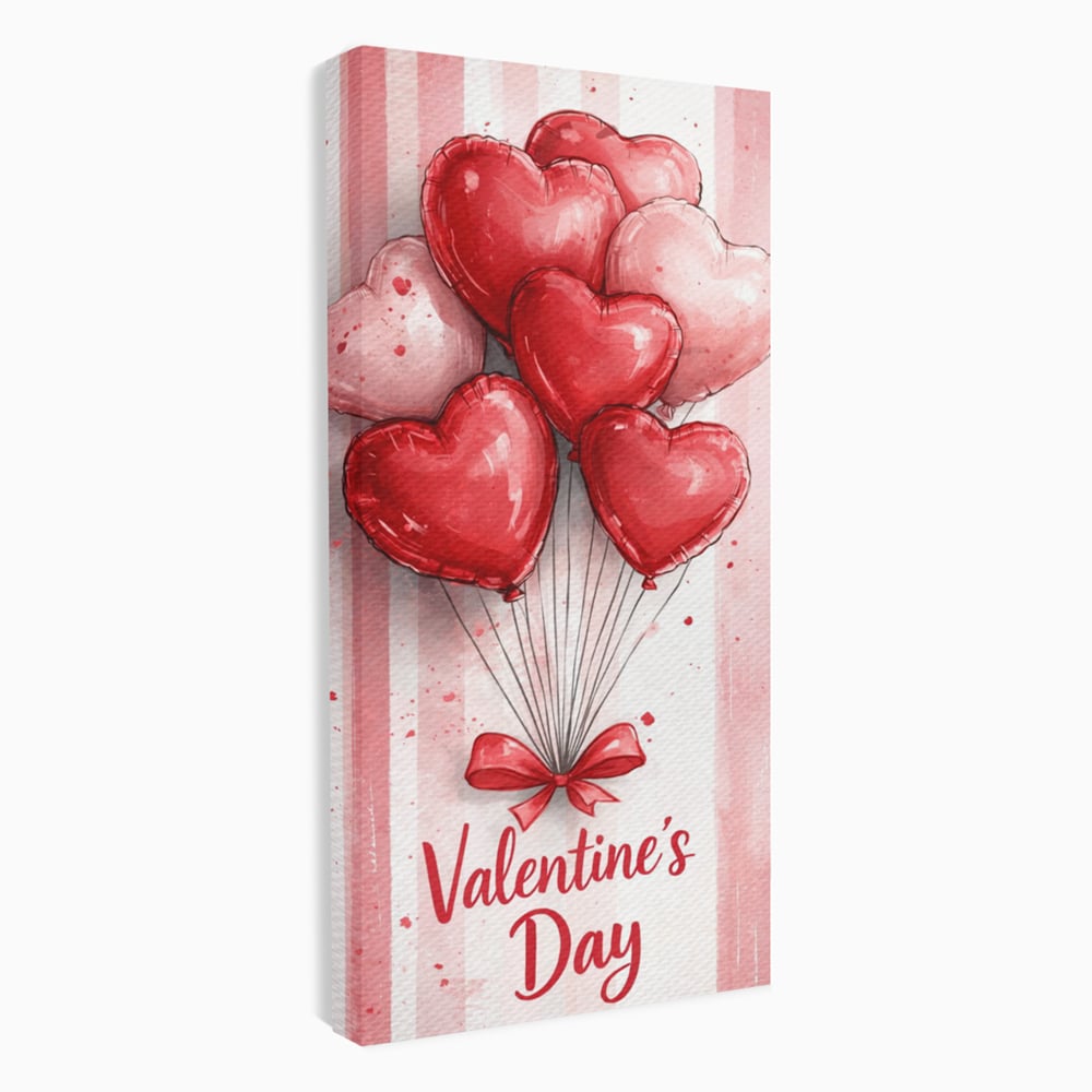Tablou Canvas Premium, LuxCanva® E1069, Inimi pentru Valentine’s Day, Dragoste, Eternitate, Baloane, Inima, Rosu, Declaratie, Plutire, Aer, Cadou, Emotie, Daruire, Cuplu, Living, Dormitor
