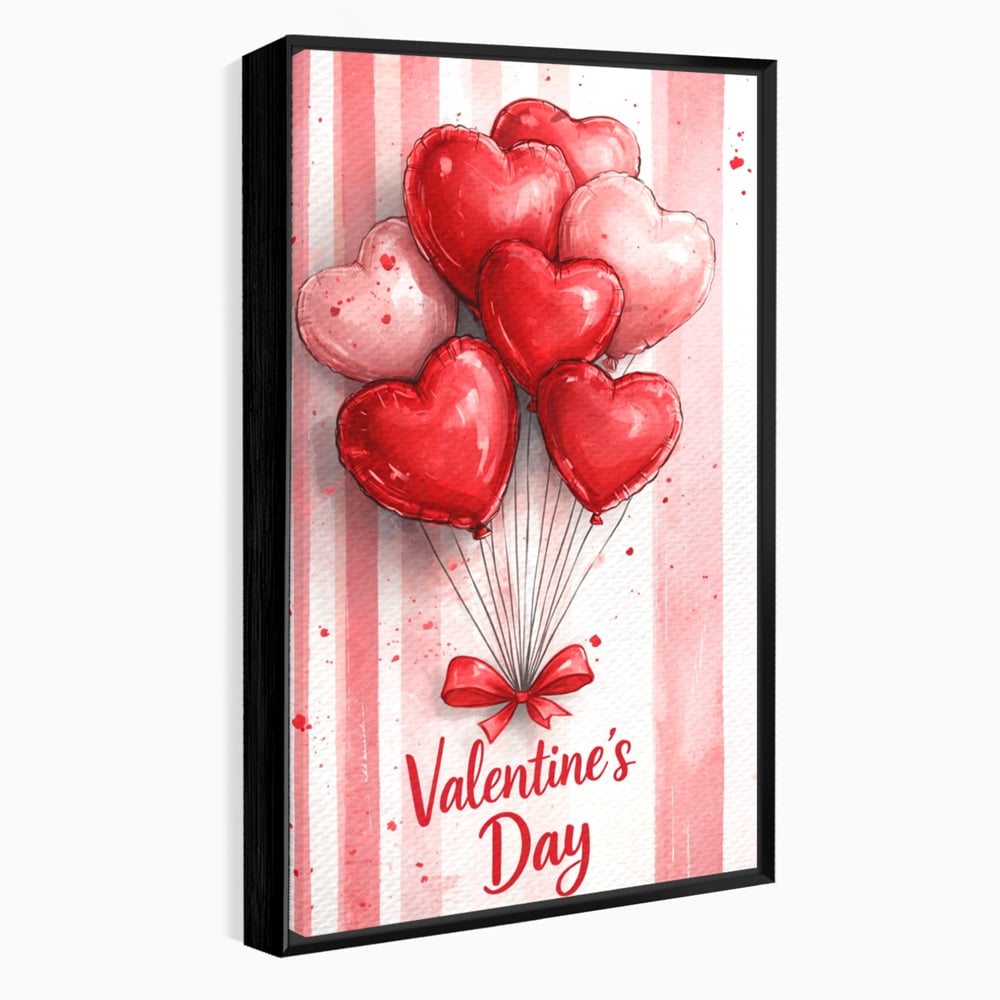 Tablou Canvas Premium, LuxCanva® E1069, Inimi pentru Valentine’s Day, Dragoste, Eternitate, Baloane, Inima, Rosu, Declaratie, Plutire, Aer, Cadou, Emotie, Daruire, Cuplu, Living, Dormitor