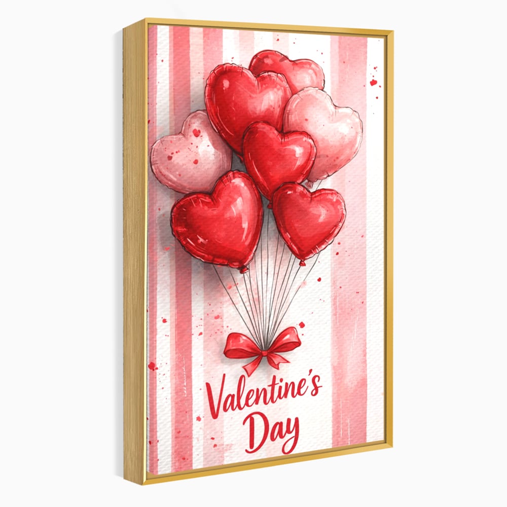 Tablou Canvas Premium, LuxCanva® E1069, Inimi pentru Valentine’s Day, Dragoste, Eternitate, Baloane, Inima, Rosu, Declaratie, Plutire, Aer, Cadou, Emotie, Daruire, Cuplu, Living, Dormitor