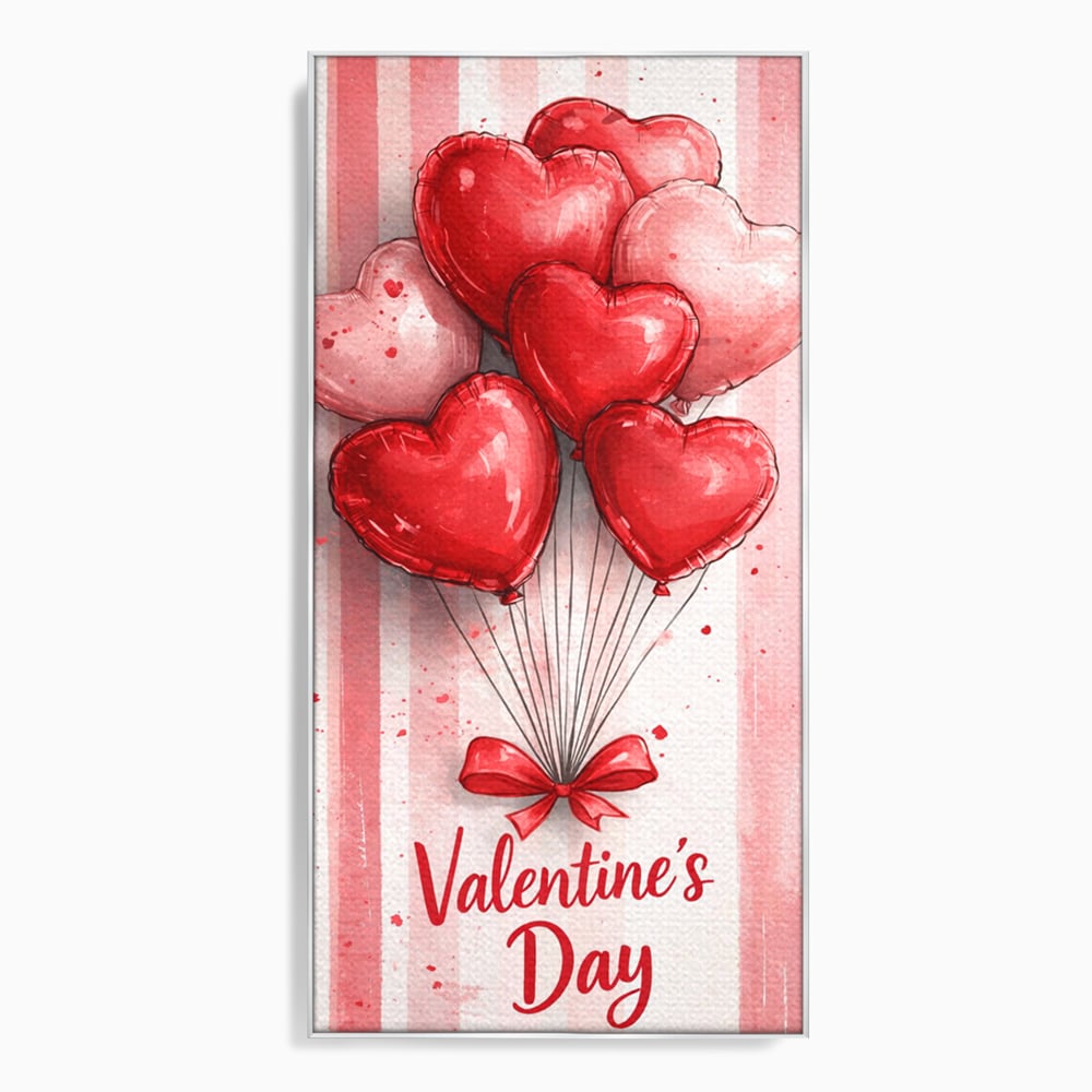 Tablou Canvas Premium, LuxCanva® E1069, Inimi pentru Valentine’s Day, Dragoste, Eternitate, Baloane, Inima, Rosu, Declaratie, Plutire, Aer, Cadou, Emotie, Daruire, Cuplu, Living, Dormitor