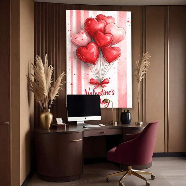 Tablou Canvas Premium, LuxCanva® E1069, Inimi pentru Valentine’s Day, Dragoste, Eternitate, Baloane, Inima, Rosu, Declaratie, Plutire, Aer, Cadou, Emotie, Daruire, Cuplu, Living, Dormitor