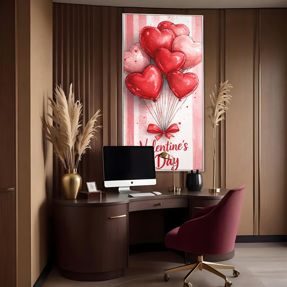 Tablou Canvas Premium, LuxCanva® E1069, Inimi pentru Valentine’s Day, Dragoste, Eternitate, Baloane, Inima, Rosu, Declaratie, Plutire, Aer, Cadou, Emotie, Daruire, Cuplu, Living, Dormitor