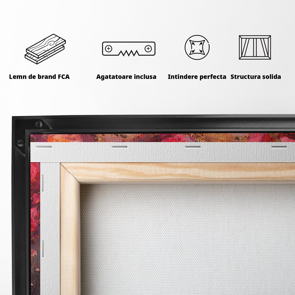 Tablou Canvas Premium, LuxCanva® E1070, Cand Iubirea Infloreste, Dragoste, Inima, Trandafiri, Puls, Dragoste, Flori, Gradina, Eden, Petale, Suflet, Rosu, Roz, Emotie, Living, Dormitor