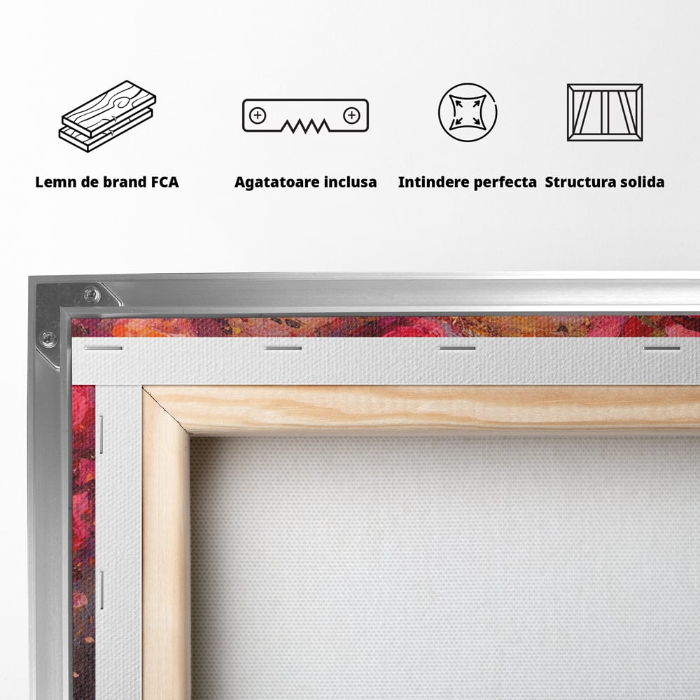 Tablou Canvas Premium, LuxCanva® E1070, Cand Iubirea Infloreste, Dragoste, Inima, Trandafiri, Puls, Dragoste, Flori, Gradina, Eden, Petale, Suflet, Rosu, Roz, Emotie, Living, Dormitor