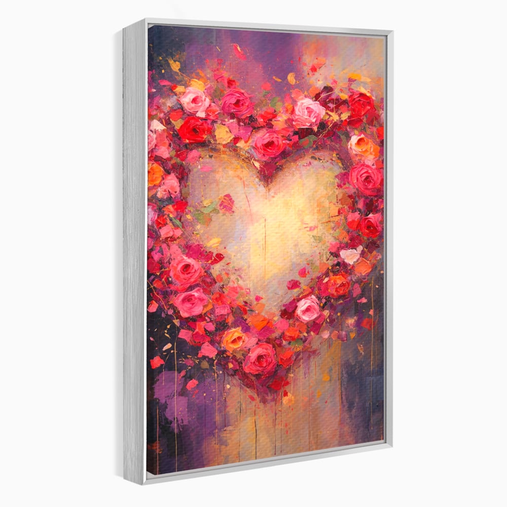 Tablou Canvas Premium, LuxCanva® E1070, Cand Iubirea Infloreste, Dragoste, Inima, Trandafiri, Puls, Dragoste, Flori, Gradina, Eden, Petale, Suflet, Rosu, Roz, Emotie, Living, Dormitor