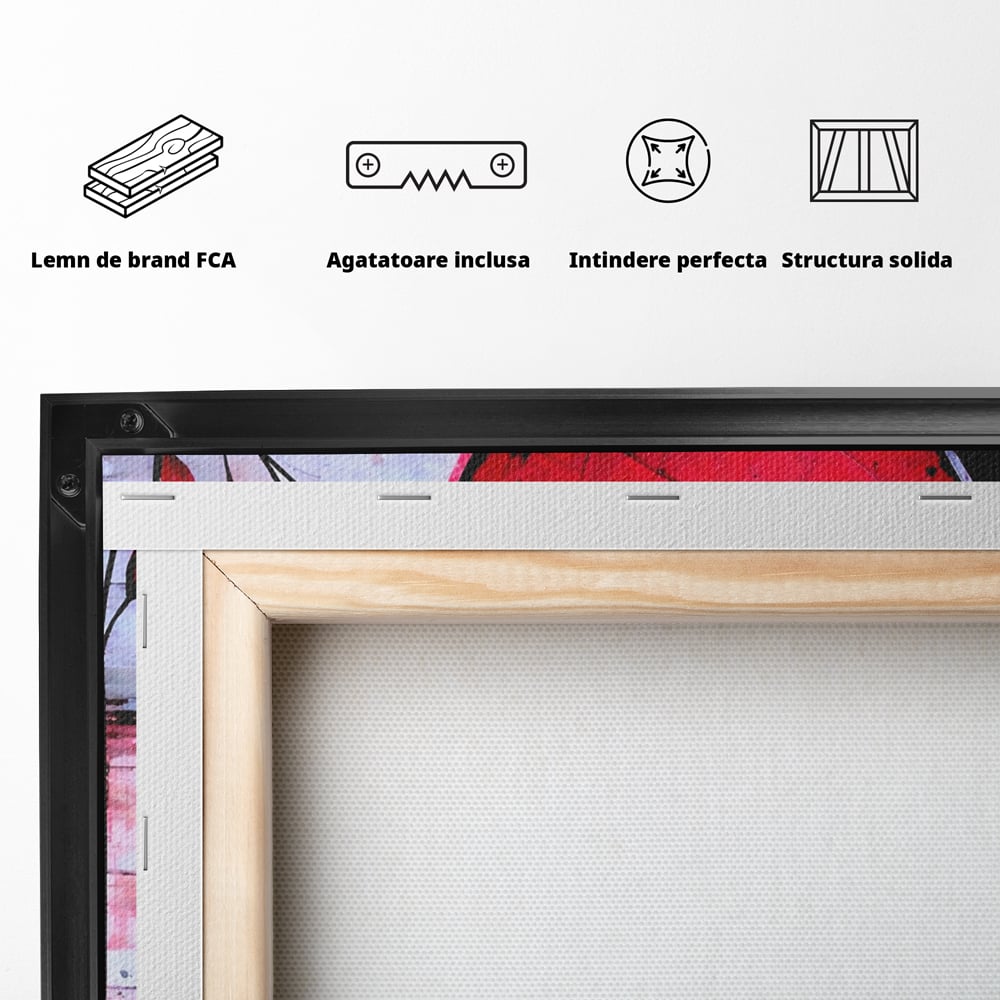 Tablou Canvas Premium, LuxCanva® E1071, Cand Inimile Vorbesc, Dragoste, Inima, Alb, Rosu, Flori, Aniversare, Cadou, Emotie, Armonie, Contraste, Impletit, Poveste, Living, Dormitor