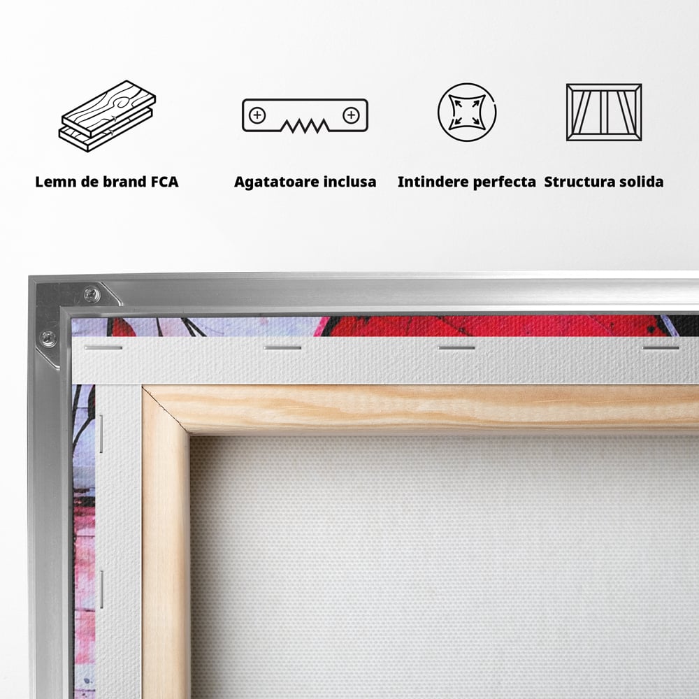 Tablou Canvas Premium, LuxCanva® E1071, Cand Inimile Vorbesc, Dragoste, Inima, Alb, Rosu, Flori, Aniversare, Cadou, Emotie, Armonie, Contraste, Impletit, Poveste, Living, Dormitor