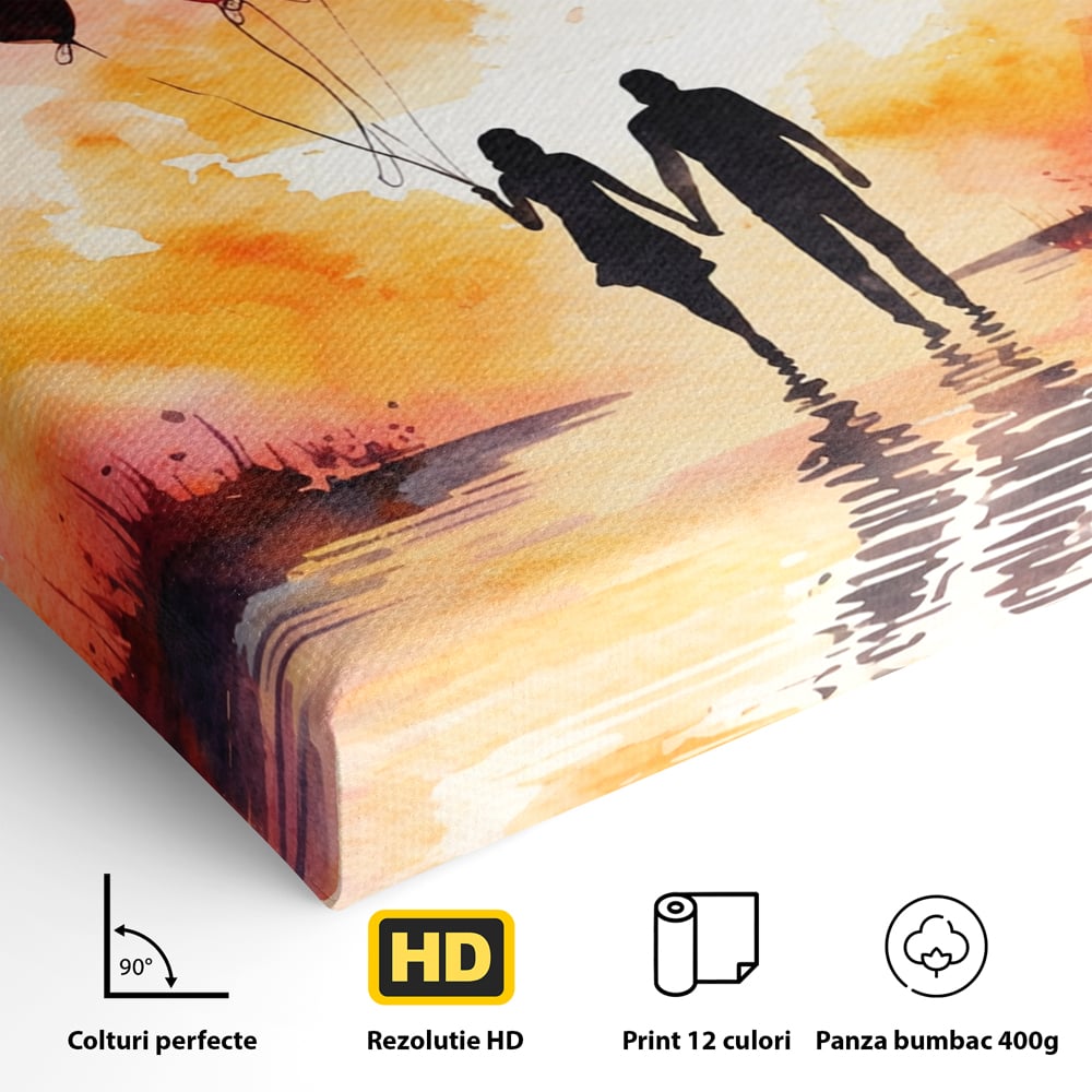 Tablou Canvas Premium, LuxCanva® E1073, Dragoste Fara Sfarsit, Dragoste, Inima, Lumina, Calatorie, Cuplu, Apus, Orizont, Cer, Promisiune, Eternitate, Barbat, Femeie, Living, Dormitor
