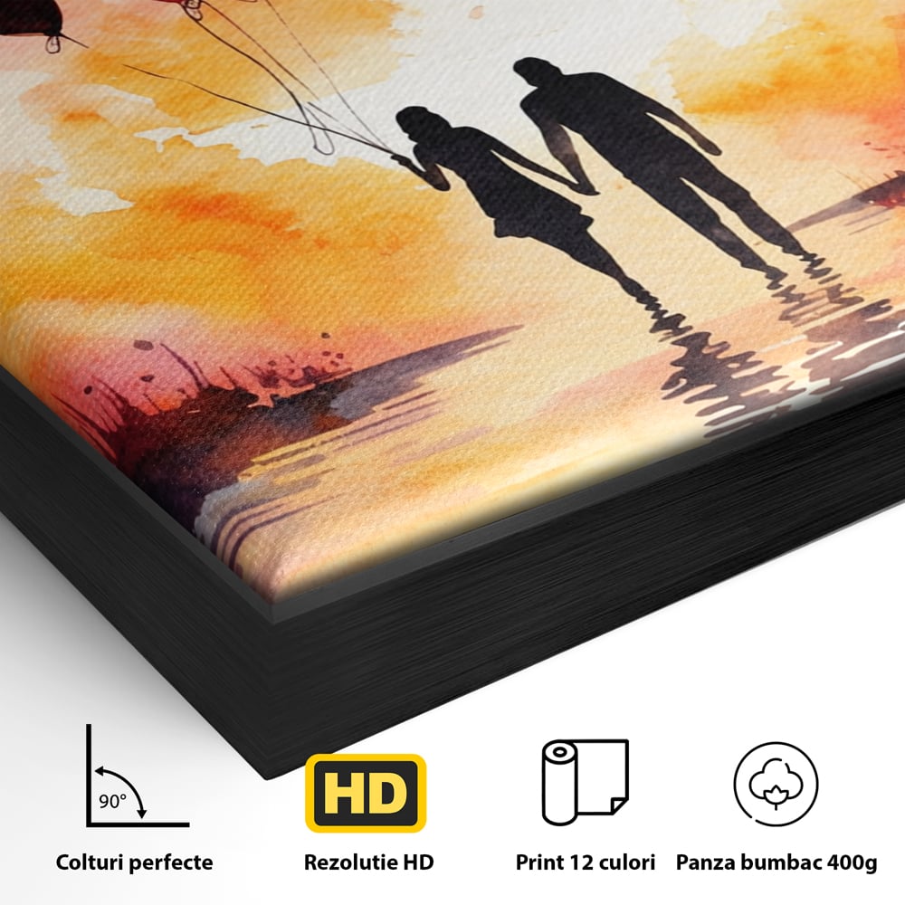 Tablou Canvas Premium, LuxCanva® E1073, Dragoste Fara Sfarsit, Dragoste, Inima, Lumina, Calatorie, Cuplu, Apus, Orizont, Cer, Promisiune, Eternitate, Barbat, Femeie, Living, Dormitor