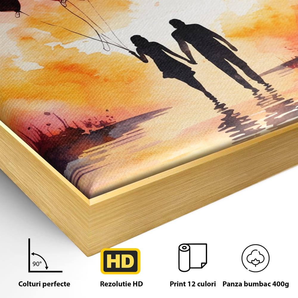 Tablou Canvas Premium, LuxCanva® E1073, Dragoste Fara Sfarsit, Dragoste, Inima, Lumina, Calatorie, Cuplu, Apus, Orizont, Cer, Promisiune, Eternitate, Barbat, Femeie, Living, Dormitor
