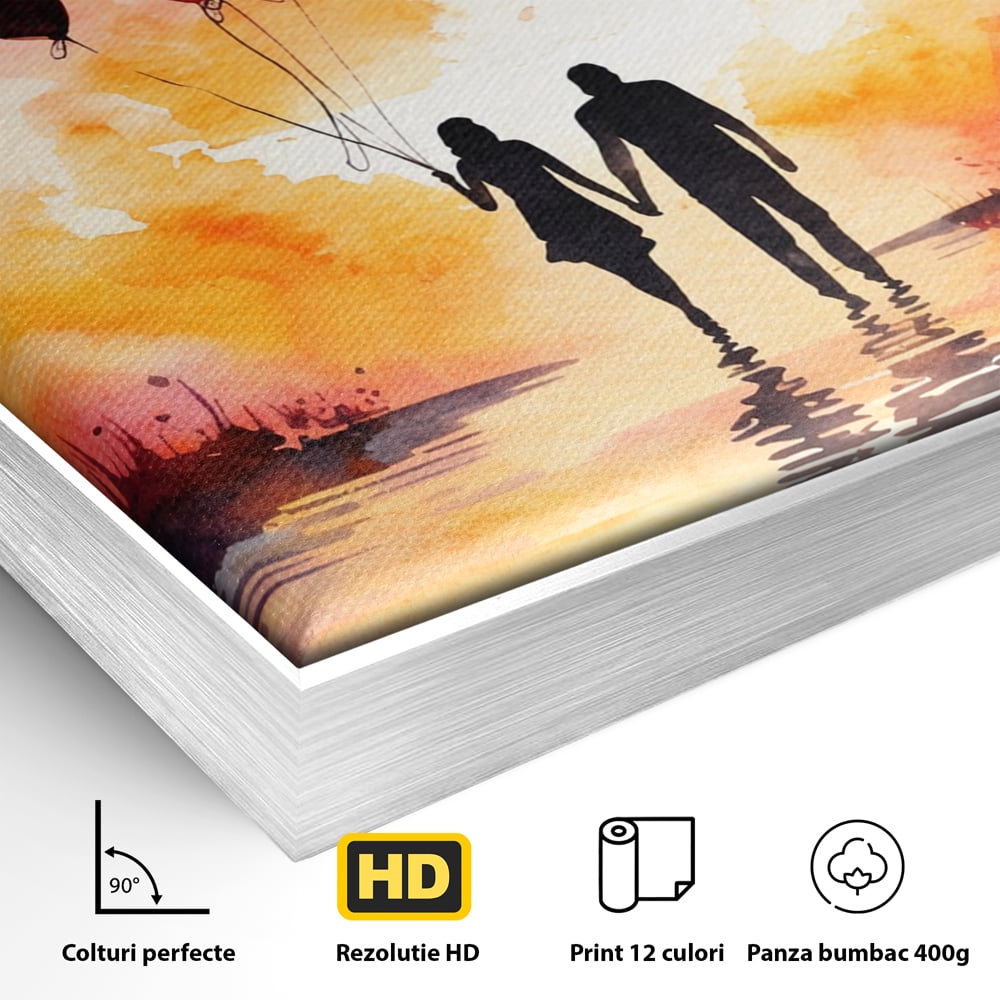 Tablou Canvas Premium, LuxCanva® E1073, Dragoste Fara Sfarsit, Dragoste, Inima, Lumina, Calatorie, Cuplu, Apus, Orizont, Cer, Promisiune, Eternitate, Barbat, Femeie, Living, Dormitor
