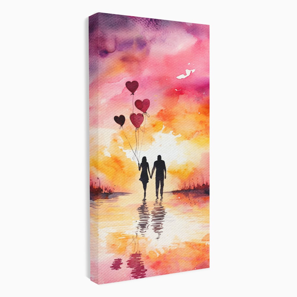Tablou Canvas Premium, LuxCanva® E1073, Dragoste Fara Sfarsit, Dragoste, Inima, Lumina, Calatorie, Cuplu, Apus, Orizont, Cer, Promisiune, Eternitate, Barbat, Femeie, Living, Dormitor