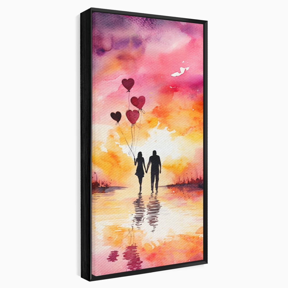 Tablou Canvas Premium, LuxCanva® E1073, Dragoste Fara Sfarsit, Dragoste, Inima, Lumina, Calatorie, Cuplu, Apus, Orizont, Cer, Promisiune, Eternitate, Barbat, Femeie, Living, Dormitor