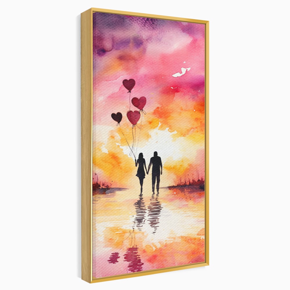Tablou Canvas Premium, LuxCanva® E1073, Dragoste Fara Sfarsit, Dragoste, Inima, Lumina, Calatorie, Cuplu, Apus, Orizont, Cer, Promisiune, Eternitate, Barbat, Femeie, Living, Dormitor