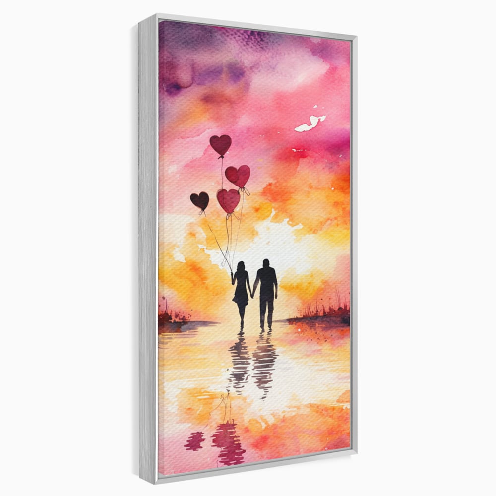Tablou Canvas Premium, LuxCanva® E1073, Dragoste Fara Sfarsit, Dragoste, Inima, Lumina, Calatorie, Cuplu, Apus, Orizont, Cer, Promisiune, Eternitate, Barbat, Femeie, Living, Dormitor