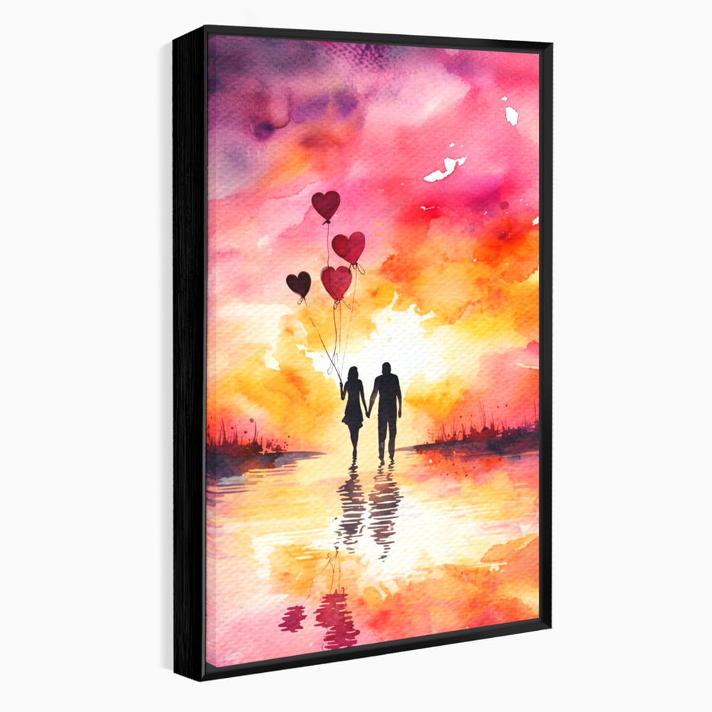Tablou Canvas Premium, LuxCanva® E1073, Dragoste Fara Sfarsit, Dragoste, Inima, Lumina, Calatorie, Cuplu, Apus, Orizont, Cer, Promisiune, Eternitate, Barbat, Femeie, Living, Dormitor