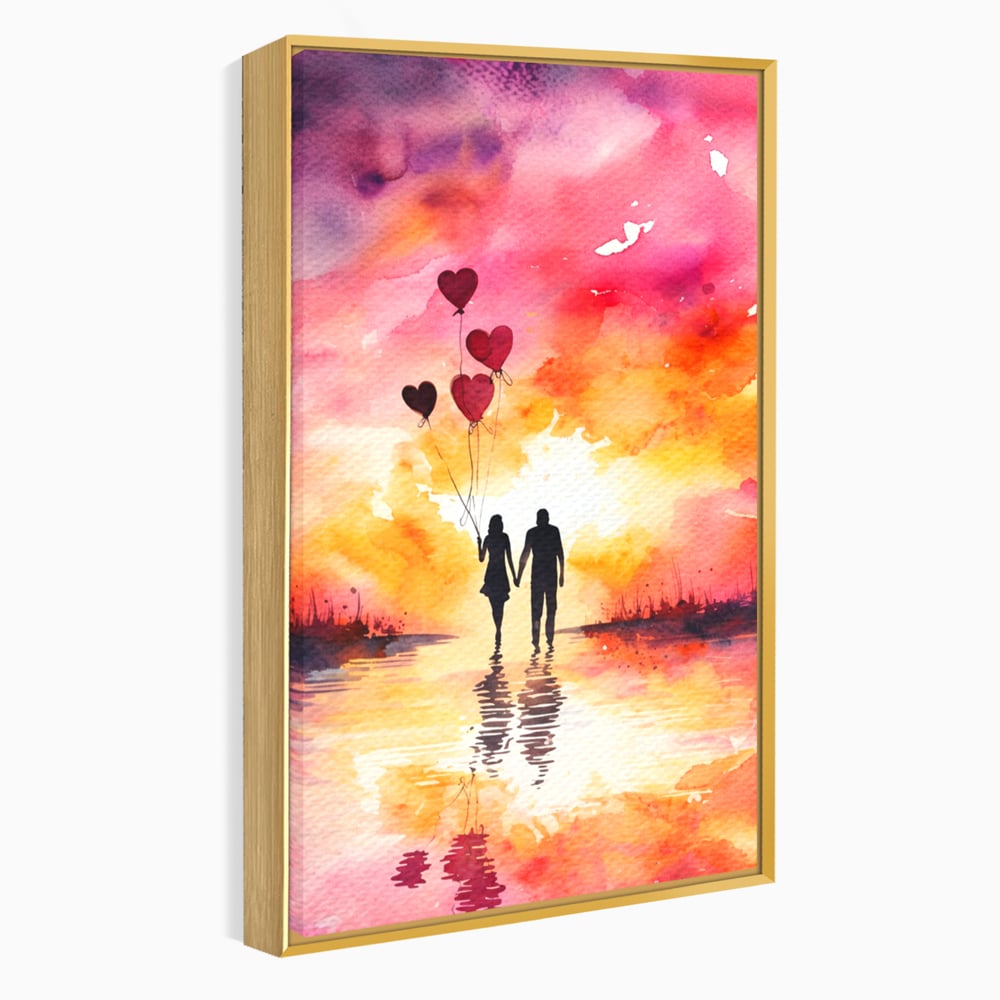 Tablou Canvas Premium, LuxCanva® E1073, Dragoste Fara Sfarsit, Dragoste, Inima, Lumina, Calatorie, Cuplu, Apus, Orizont, Cer, Promisiune, Eternitate, Barbat, Femeie, Living, Dormitor