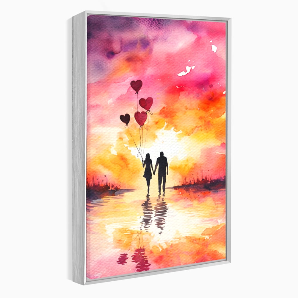 Tablou Canvas Premium, LuxCanva® E1073, Dragoste Fara Sfarsit, Dragoste, Inima, Lumina, Calatorie, Cuplu, Apus, Orizont, Cer, Promisiune, Eternitate, Barbat, Femeie, Living, Dormitor