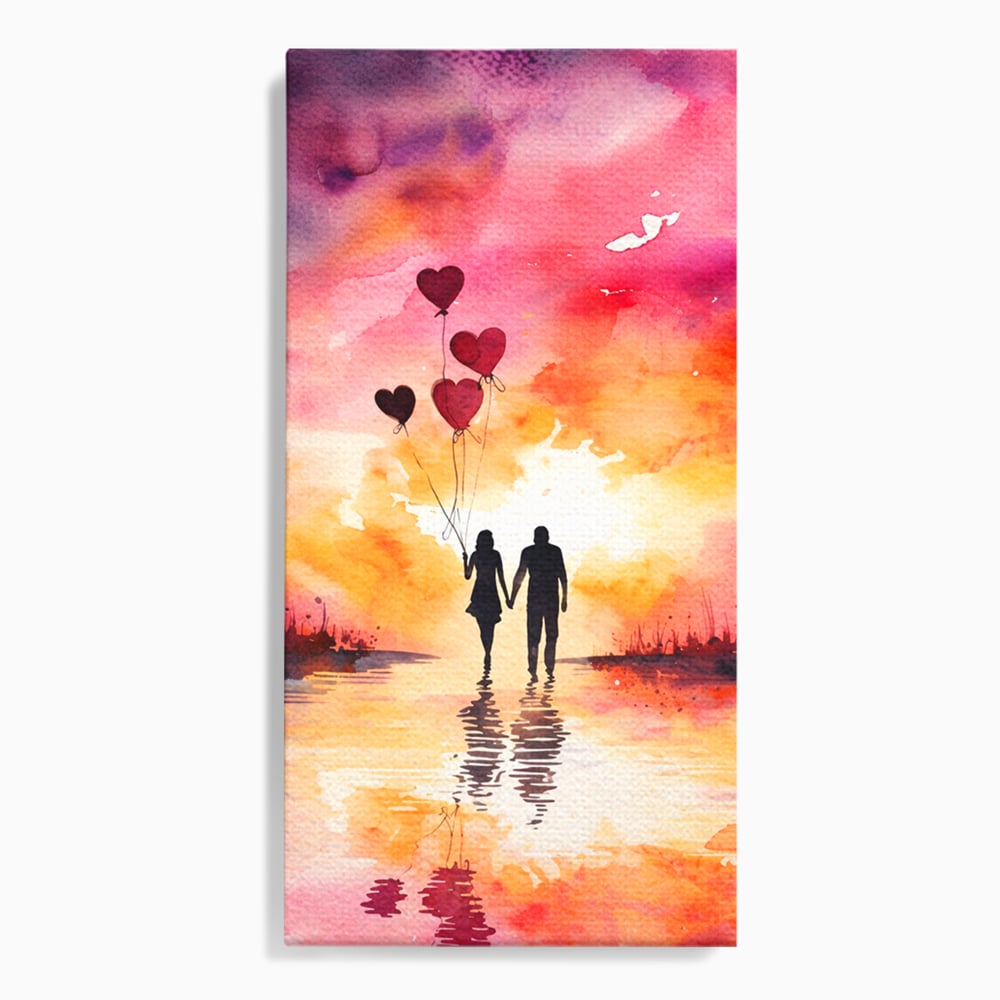 Tablou Canvas Premium, LuxCanva® E1073, Dragoste Fara Sfarsit, Dragoste, Inima, Lumina, Calatorie, Cuplu, Apus, Orizont, Cer, Promisiune, Eternitate, Barbat, Femeie, Living, Dormitor