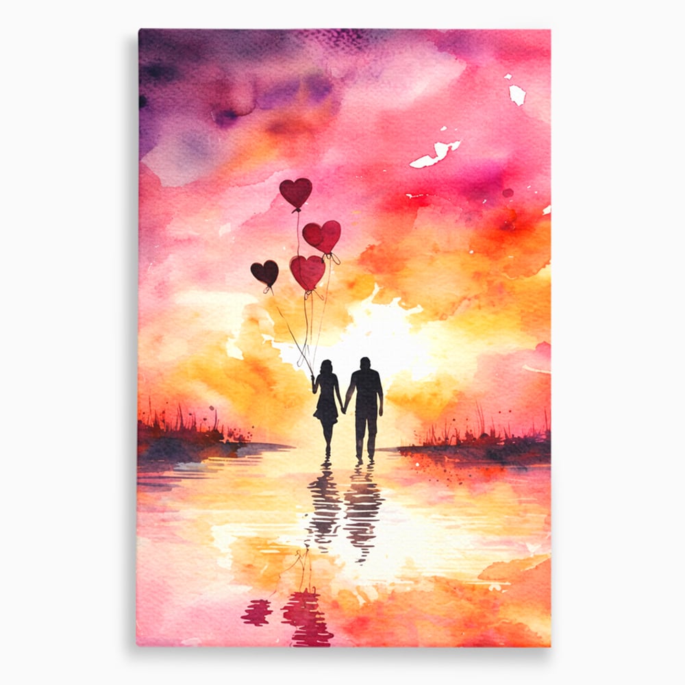 Tablou Canvas Premium, LuxCanva® E1073, Dragoste Fara Sfarsit, Dragoste, Inima, Lumina, Calatorie, Cuplu, Apus, Orizont, Cer, Promisiune, Eternitate, Barbat, Femeie, Living, Dormitor