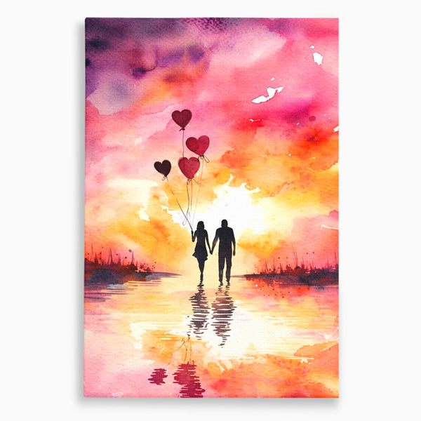 Tablou Canvas Premium, LuxCanva® E1073, Dragoste Fara Sfarsit, Dragoste, Inima, Lumina, Calatorie, Cuplu, Apus, Orizont, Cer, Promisiune, Eternitate, Barbat, Femeie, Living, Dormitor