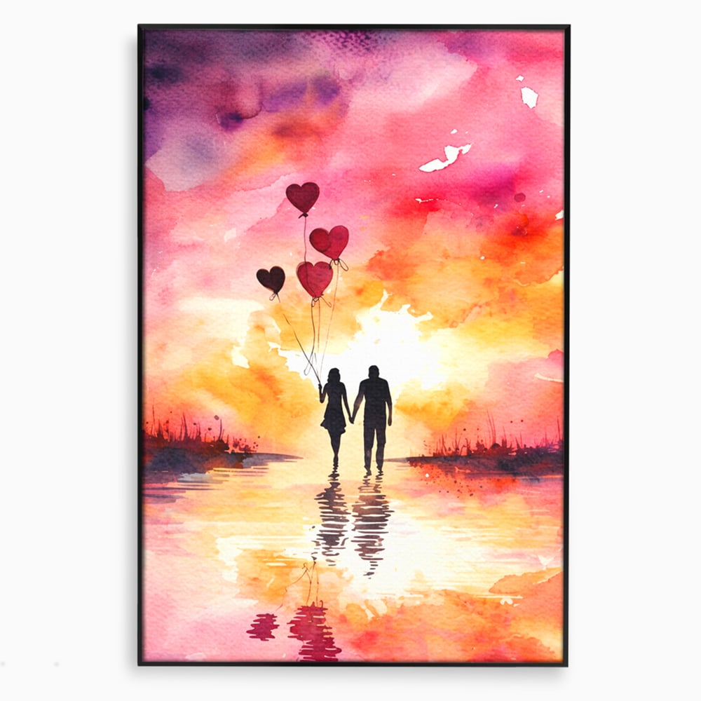 Tablou Canvas Premium, LuxCanva® E1073, Dragoste Fara Sfarsit, Dragoste, Inima, Lumina, Calatorie, Cuplu, Apus, Orizont, Cer, Promisiune, Eternitate, Barbat, Femeie, Living, Dormitor