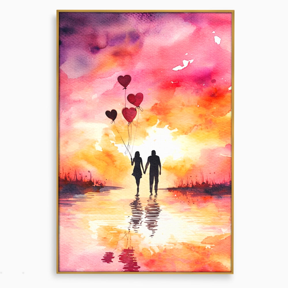 Tablou Canvas Premium, LuxCanva® E1073, Dragoste Fara Sfarsit, Dragoste, Inima, Lumina, Calatorie, Cuplu, Apus, Orizont, Cer, Promisiune, Eternitate, Barbat, Femeie, Living, Dormitor