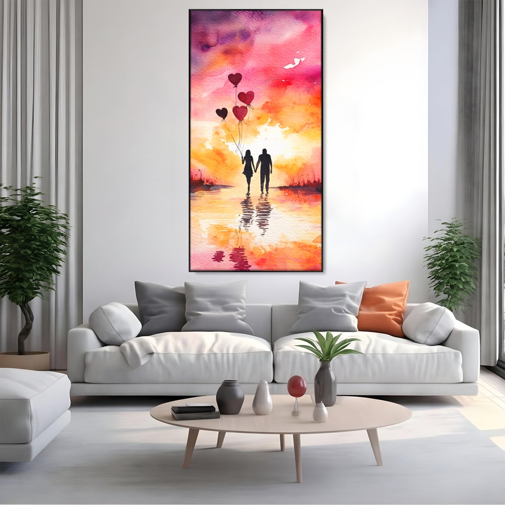 Tablou Canvas Premium, LuxCanva® E1073, Dragoste Fara Sfarsit, Dragoste, Inima, Lumina, Calatorie, Cuplu, Apus, Orizont, Cer, Promisiune, Eternitate, Barbat, Femeie, Living, Dormitor