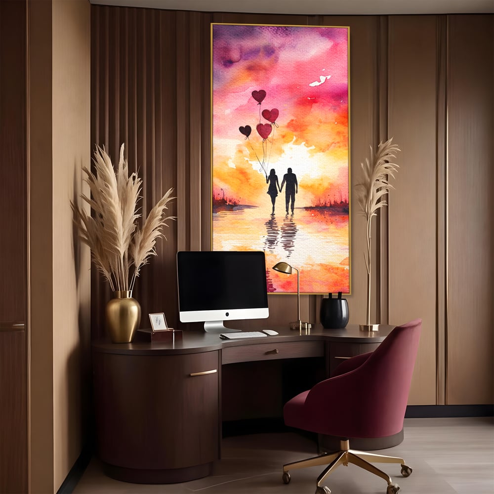Tablou Canvas Premium, LuxCanva® E1073, Dragoste Fara Sfarsit, Dragoste, Inima, Lumina, Calatorie, Cuplu, Apus, Orizont, Cer, Promisiune, Eternitate, Barbat, Femeie, Living, Dormitor