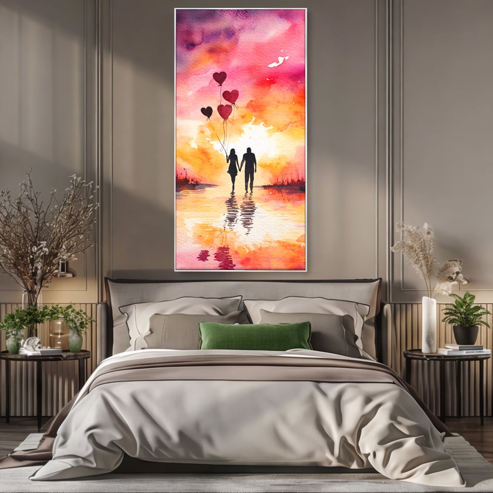 Tablou Canvas Premium, LuxCanva® E1073, Dragoste Fara Sfarsit, Dragoste, Inima, Lumina, Calatorie, Cuplu, Apus, Orizont, Cer, Promisiune, Eternitate, Barbat, Femeie, Living, Dormitor