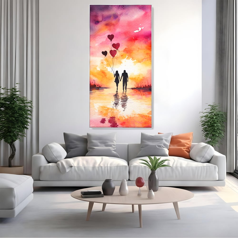 Tablou Canvas Premium, LuxCanva® E1073, Dragoste Fara Sfarsit, Dragoste, Inima, Lumina, Calatorie, Cuplu, Apus, Orizont, Cer, Promisiune, Eternitate, Barbat, Femeie, Living, Dormitor