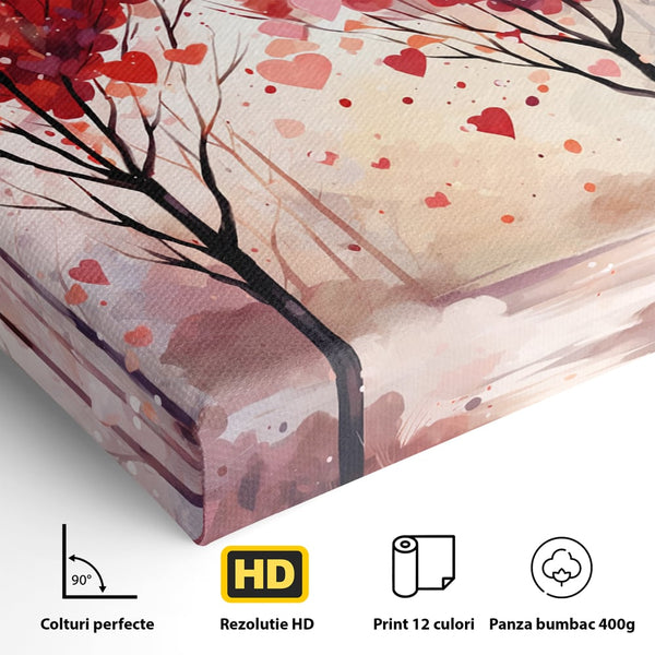 Tablou Canvas Premium, LuxCanva® E1074, Cand Natura Iubeste, Dragoste, Inima, Copac, Padure, Arta, Romantica, Peisaj, Legatura, Parc, Primavara, Radacini, Pamant, Living, Dormitor