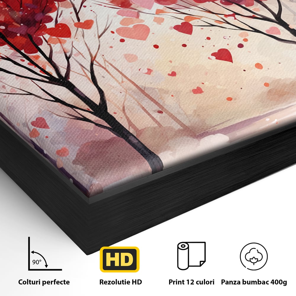 Tablou Canvas Premium, LuxCanva® E1074, Cand Natura Iubeste, Dragoste, Inima, Copac, Padure, Arta, Romantica, Peisaj, Legatura, Parc, Primavara, Radacini, Pamant, Living, Dormitor