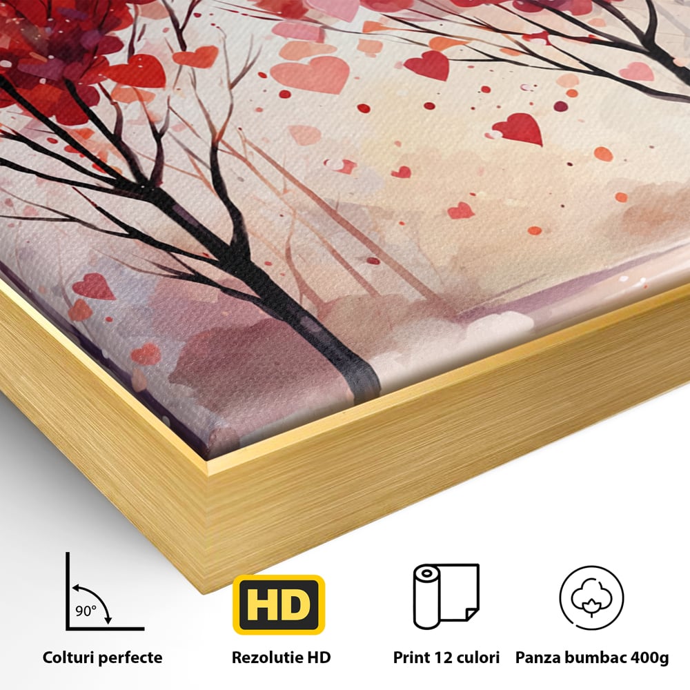 Tablou Canvas Premium, LuxCanva® E1074, Cand Natura Iubeste, Dragoste, Inima, Copac, Padure, Arta, Romantica, Peisaj, Legatura, Parc, Primavara, Radacini, Pamant, Living, Dormitor